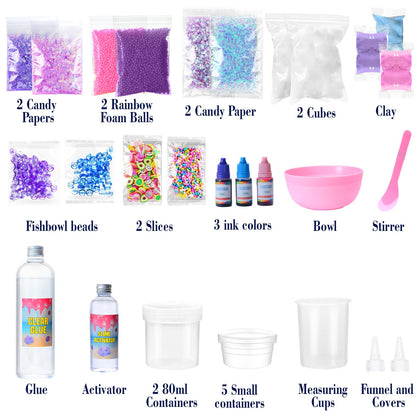 inksbui Slime Kit - Confetti, Glimmer Crunchy, Foam, Jelly Cubes - Stress Relief Toys, Party Favors for Kids, Boys and Girls Ages 6-12