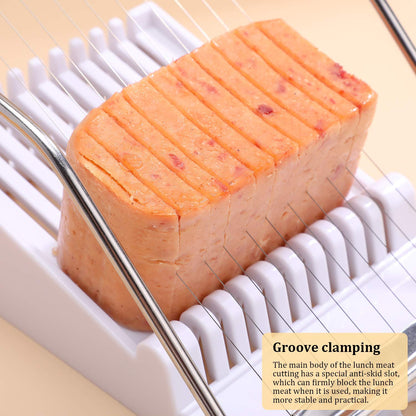 NVTED Slicer, Luncheon Meat Slicer Boiled Egg Fruit Soft Cheese Butter Slicers Cutter, Stainless Steel Wires, Cuts 10 Slices (White)