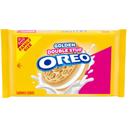 OREO Double Stuf Golden Sandwich Cookies, Family Size, 20 oz