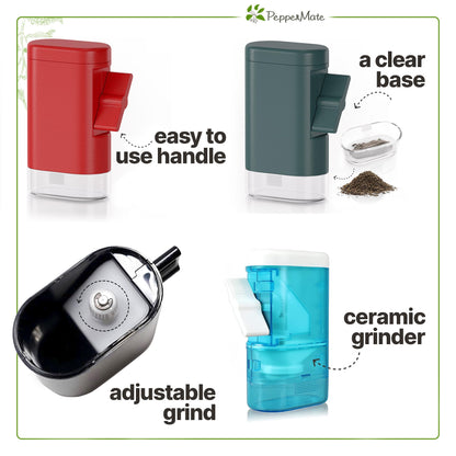 PepperMate Traditional Black Pepper Grinder Mill - Manual, High-Efficiency Salt and Pepper Grinder - Durable, Adjustable Coarseness Pepper Mill Grinder - Easy to Use