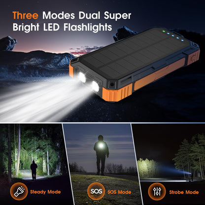 Power Bank Solar Charger,49800mAh Wireless Portable Charger with 4 Built-in Cables,22.5W Fast Charging Battery Pack USB-C in/Output PD+QC3.0 Portable Power Bank for All Cell Phones