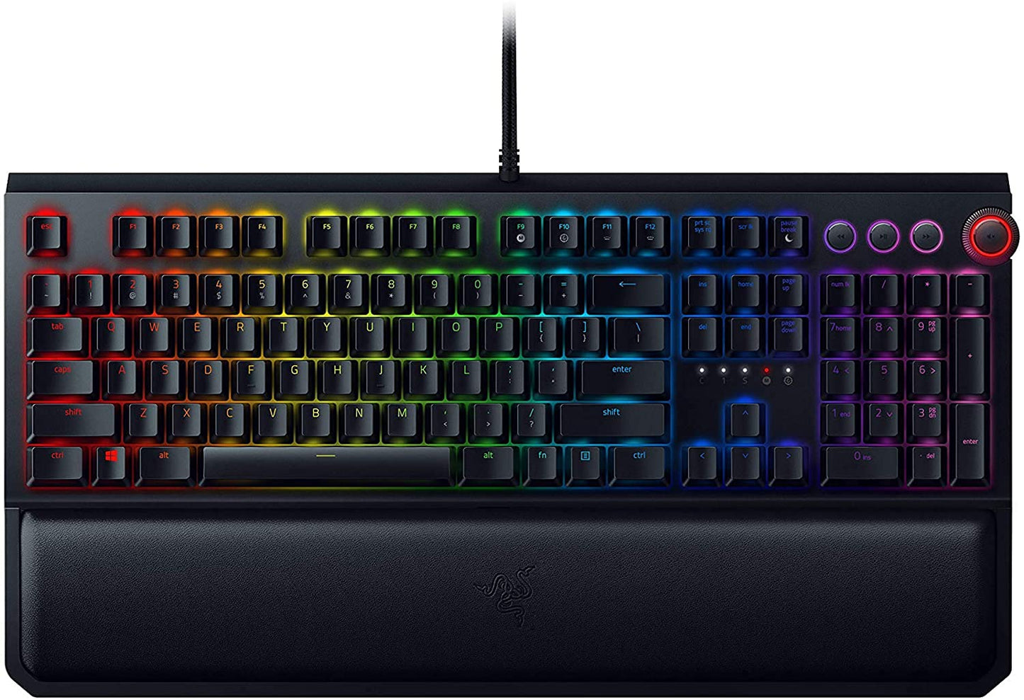 RAZER BlackWidow Elite: Esports Gaming Keyboard - Multi-Function Digital Dial with Dedicated Media Controls - Ergonomic Wrist Rest - RAZER Green Mechanical Switches (Tactile and Clicky) (Renewed)