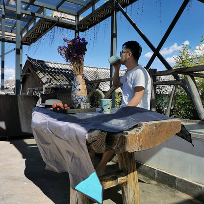 HZJOYUE Outdoor Picnic Blanket (71" x 55") -Compact, Lightweight, Sand Proof Pocket Blanket for The Beach, Hiking, Travel, Camping, Festivals with Pockets, Loops, Stakes, Carabiner (Blue)