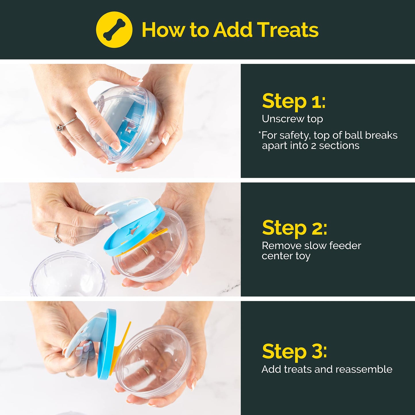 Pet Zone IQ Treat Ball Interactive Dog Ball - 3" Puzzle Treat Dispenser, Durable, Slow Feeder, for All Dog Breeds, Toys to Keep The Busy and Enrichment