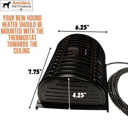 Hound Heater by Akoma Pet Products | 400w Dog House Furnace with 10-Foot Cord | Installs in Minutes | Safe - Dry Heat | Won't Burn Pets
