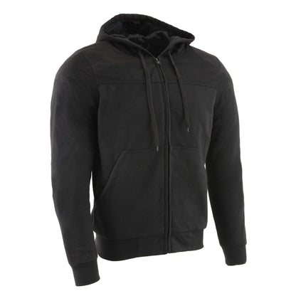 Milwaukee Leather MPM1788 Men's Black CE Approved Armored Riding Hoodie Sweater w/Aramid by DuPont Fibers - Medium