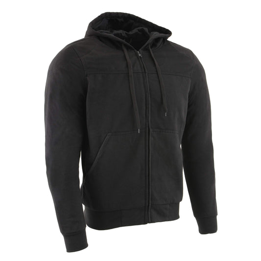 Milwaukee Leather MPM1788 Men's Black CE Approved Armored Riding Hoodie Sweater w/Aramid by DuPont Fibers - Medium