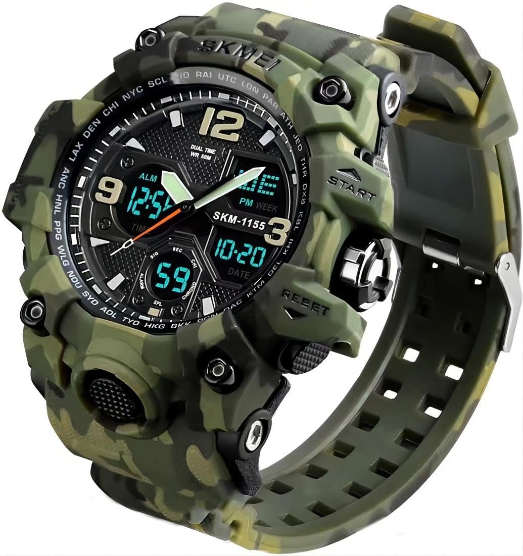 MJSCPHBJK Men's Watches Sports Outdoor Waterproof Military Tactical Watch Date Multi Function LED Alarm Stopwatch Watches for Men