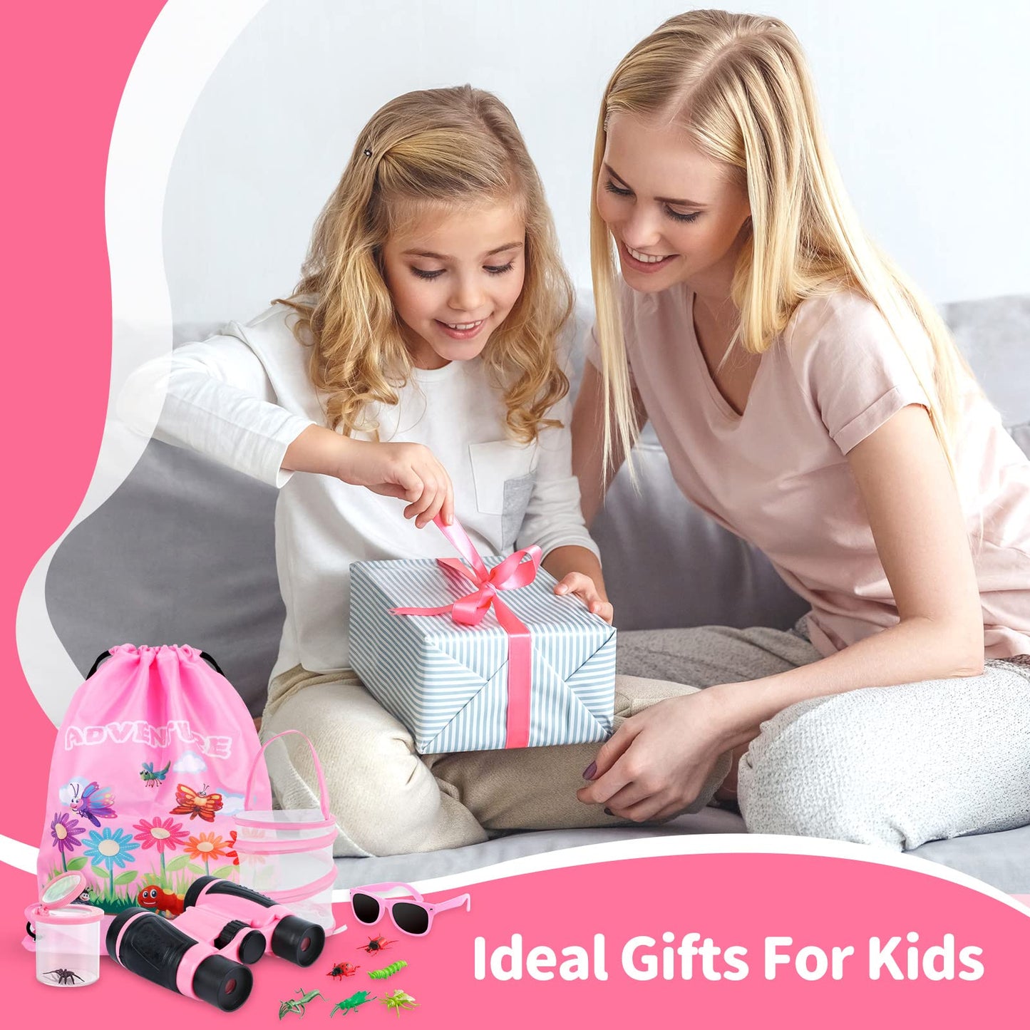 GIFTINBOX Bug Catcher Kit for Kids - Outdoor Explorer Toys Set for Kid - Bug Catching Kits with Binoculars Nature Adventure Toy for Girls Boys - Toddler Exploration Gifts for Girl 3-12 Years Old