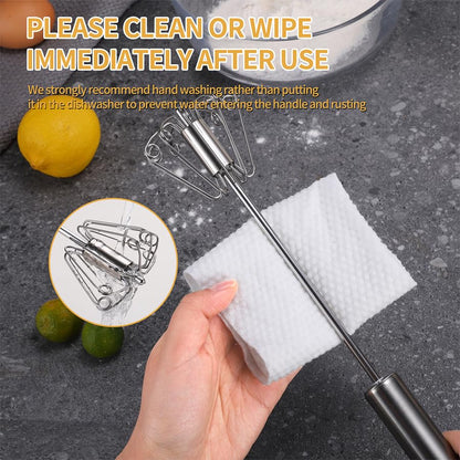 KSENDALO SUS304 Stainless Steel Whisk & Beater Set - Manual & Automatic Handheld Easy Semi-Auto Mixer for Cooking - 12 & 14inch Frother Spinner, Mixer & Stirrer for Eggs, Hand, and Milk