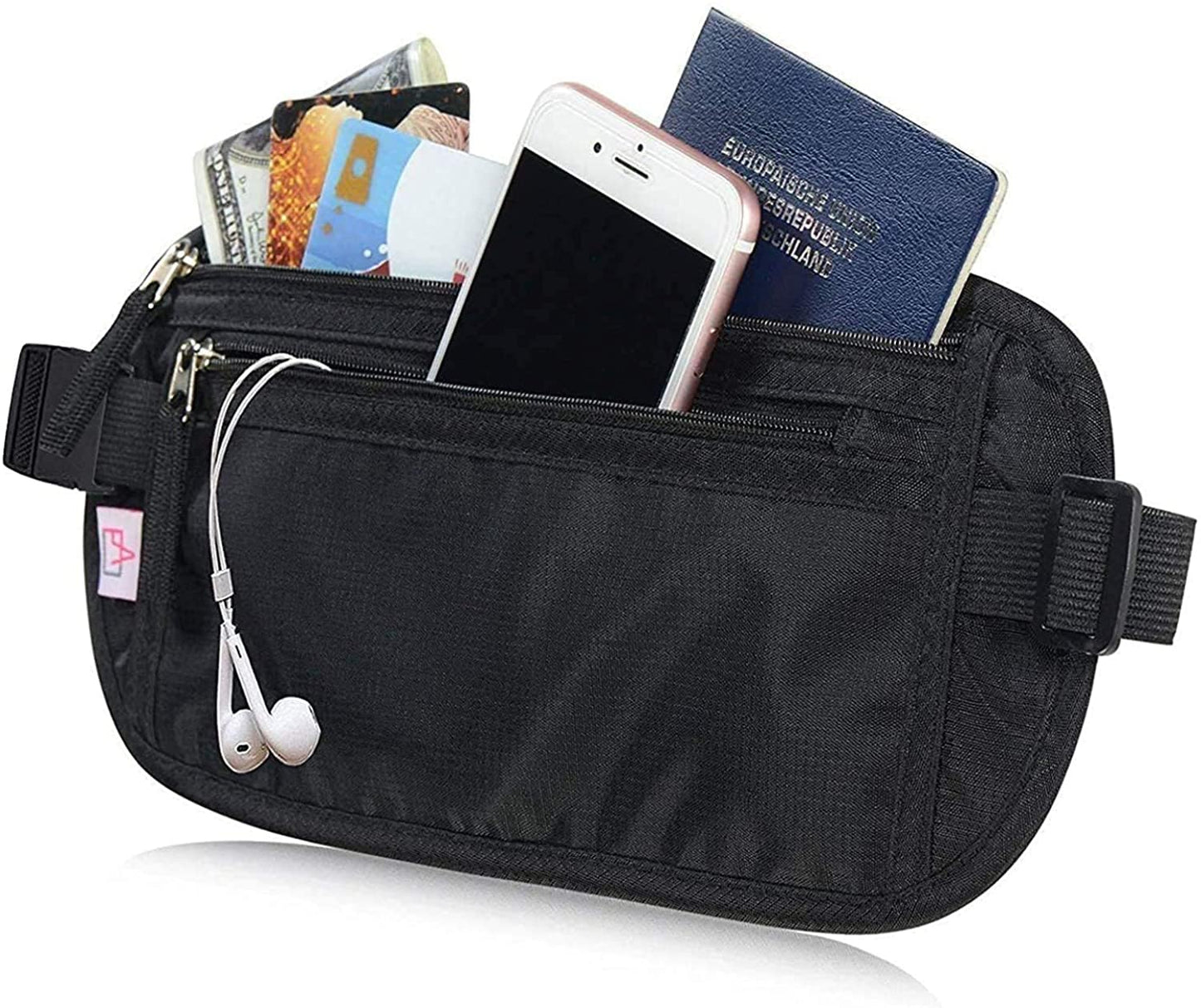 Passport Holder - Money Belt Secure Hidden Travel Wallet Undercover Fanny Pack with RFID Blocking