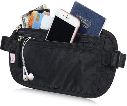 Passport Holder - Money Belt Secure Hidden Travel Wallet Undercover Fanny Pack with RFID Blocking