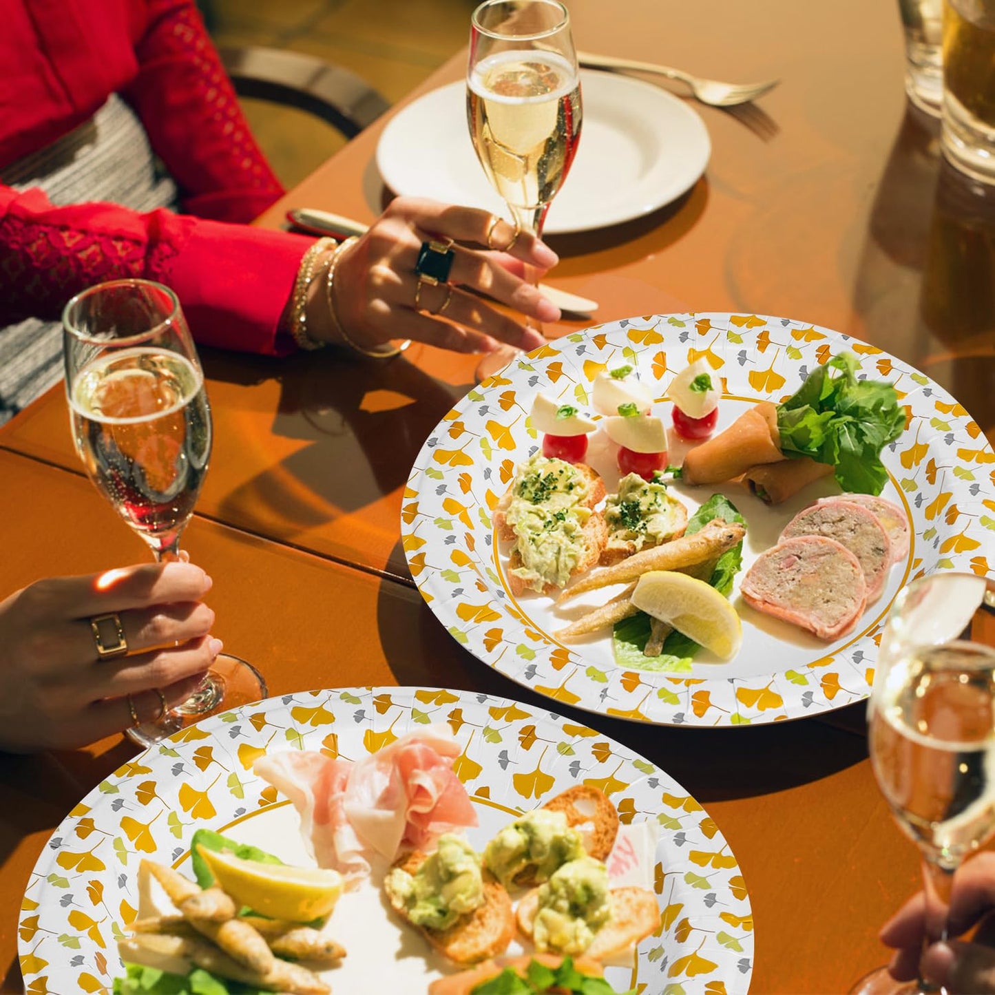 Ginkgo Paper Plates 8.5 Inch Bulk 150 Count, Thickened Heavy Duty Disposable Paper Plates for Party and Dinner