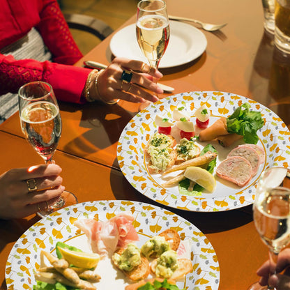 Ginkgo Paper Plates 8.5 Inch Bulk 150 Count, Thickened Heavy Duty Disposable Paper Plates for Party and Dinner