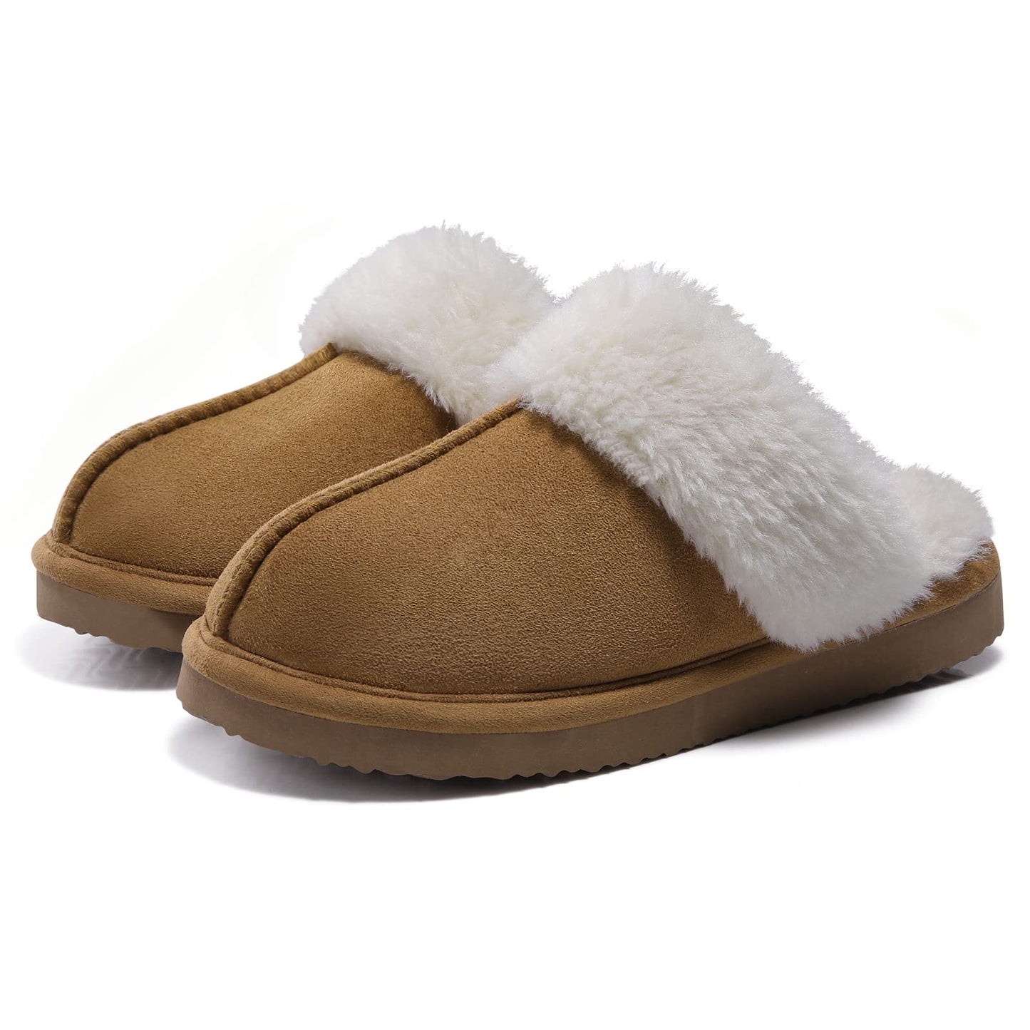 Litfun Women's Fuzzy Memory Foam Slippers Fluffy Winter House Shoes Indoor and Outdoor, Chestnut 5.5
