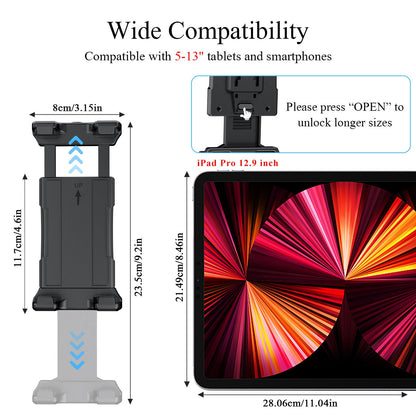 OHLPRO Car Tablet Holder - Heavy Duty Drill Base, Tablet Mount for Truck Compatible with iPad Samsung Tab 5"-13" Tablet and Phone, iPad Stand for Wall/Business/Vehicle/Desktop, etc.