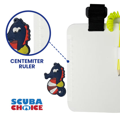 Scuba Choice 6" x 4" Diving Slate with Clip & Graphite Pencil – Waterproof Reusable Underwater Writing Pad for Scuba Diving, Snorkeling, Freediving and Diving Lessons
