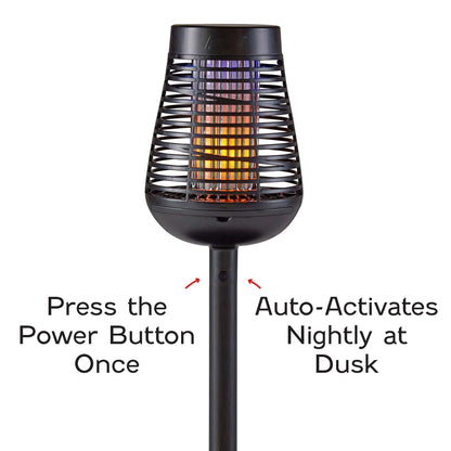 PIC Solar Insect Killer Torch (DFST), Bug Zapper and Flame Accent Light, Kills Bugs on Contact - Twin Pack