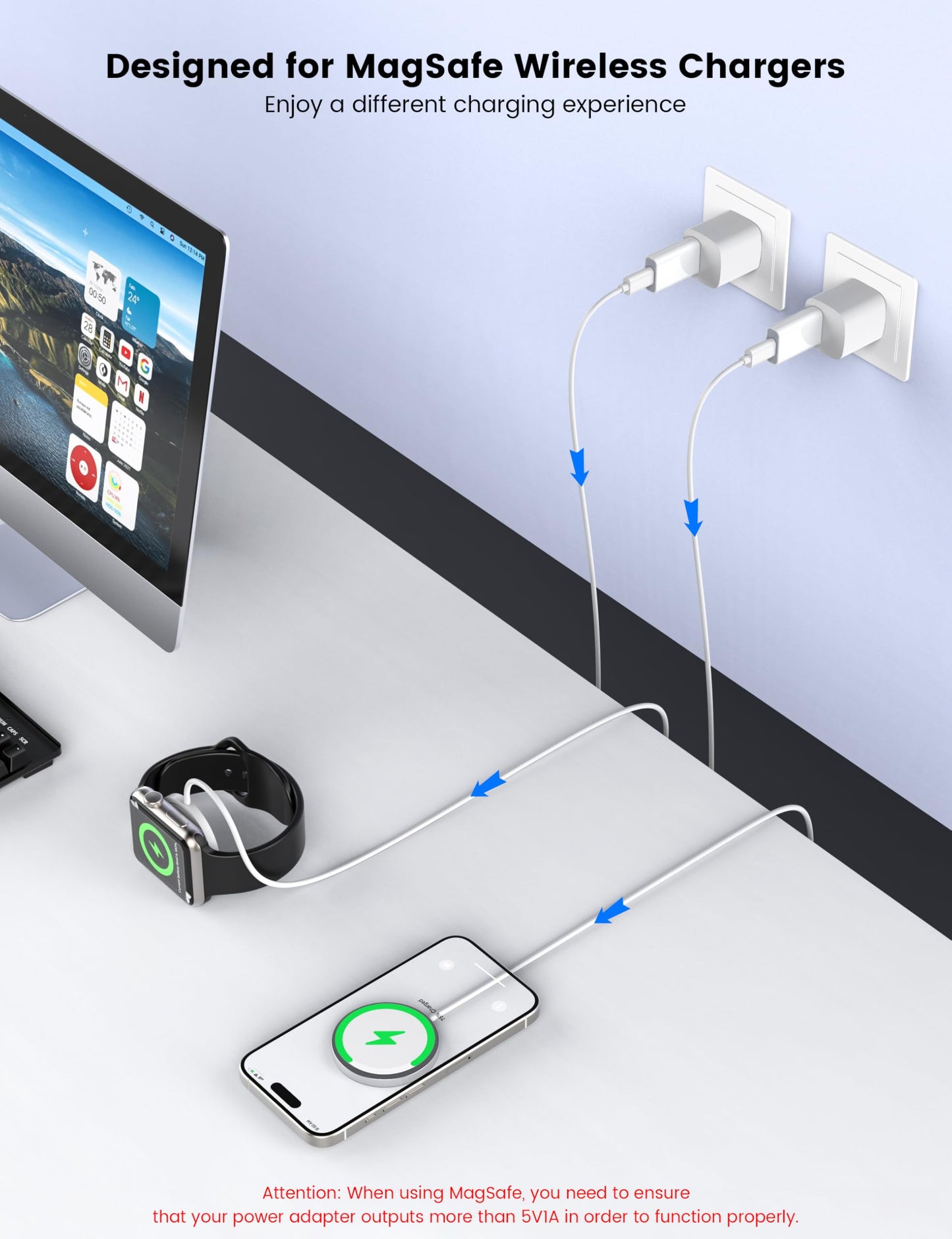 MOSWAG USB to USB C Adapter 2 Pack, USB C Female to A Male Car Charger for iPhone 16 15 14 Pro Max Plus,Apple Watch 10/9/8, iPad Air Mini 6 7,CarPlay