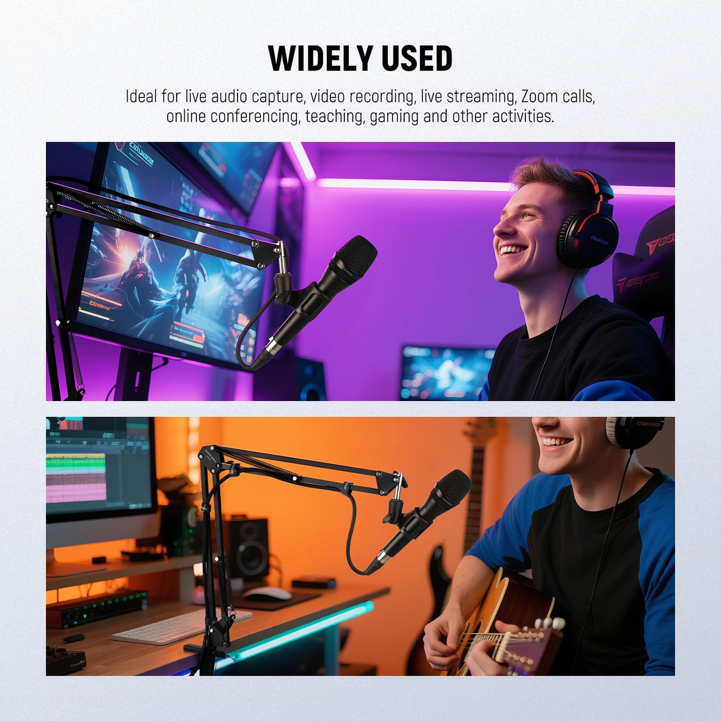 NEEWER Microphone Arm Stand, Suspension Scissor Boom Mic Arm Desk Mount with Clip & 3/8" to 5/8" Adapter Compatible with Blue Yeti Snowball HyperX QuadCast SoloCast Shure, Max Load 3.3 lbs, MS006