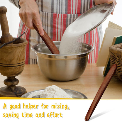 Hillban 2 Pcs 11 Inch Wooden Sourdough Bread Mixing Stir Stick Spurtle Bread Making Tools Wooden Paddle Stirring Stick for Kitchen Cooking(Acacia)