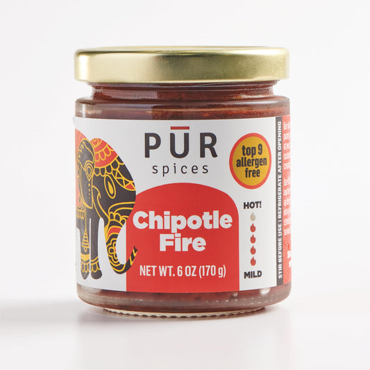 PUR Spices Chipotle Fire Spicy Hot Sauce I Chili Pepper Cooking Paste for Dipping, Chili Seasoning, Taco Sauce, Salsa I Plant Based, Gluten Free, No sugar added, Preservative and Additive Free I 6oz Jar