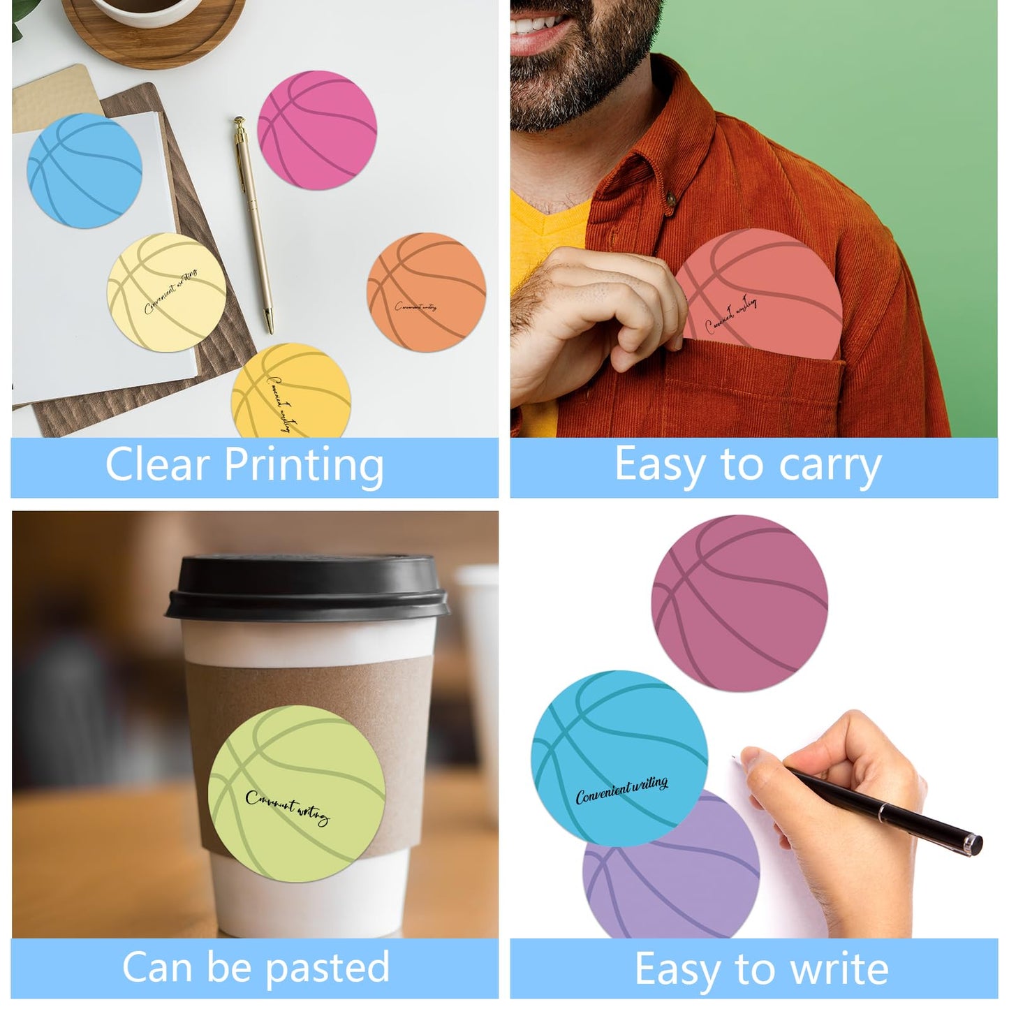 12 Pcs Basketball Shaped Sticky Notes Basketball Note Pads Colorful Self Sticky Post Notes Cute Mini Memo Sticky Tabs for School Office Home Stationery Supplies Party Favors