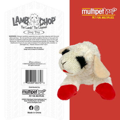 Multipet Lamb Chop Dog Plush Toy - Squeaky Dog Toy for Small & Medium Dogs - Extra Soft Plush Dog Toy - Stuffed Animal Dog Toy for Cuddling & Playing - Cute Pet Toy (10", Cream, 5 Squeakers)