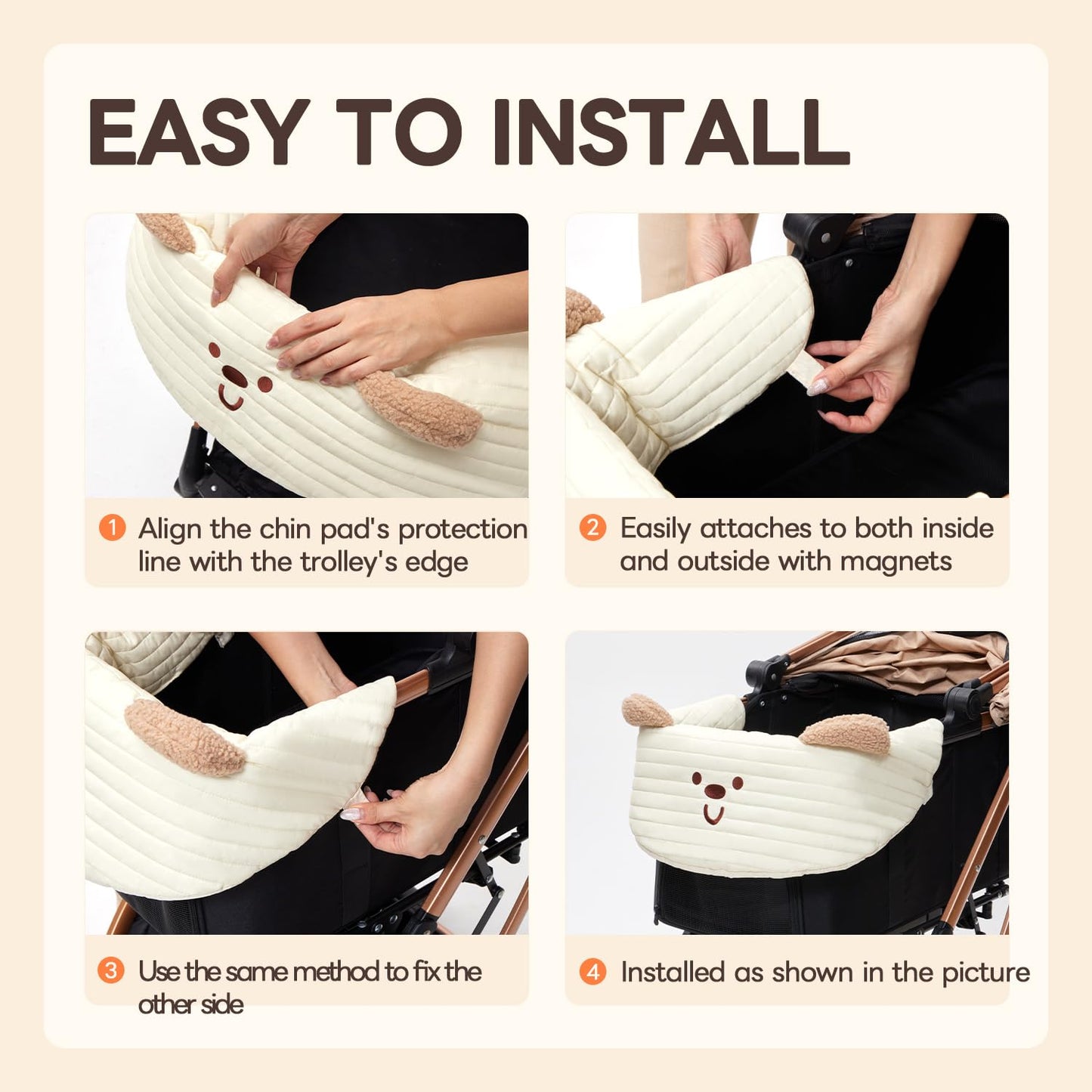 PETTENA Dog Stroller Cushion & Mat, Pet Stroller Cushion for Dogs & Cats, Ideal Pet Accessories for Comfortable Rides