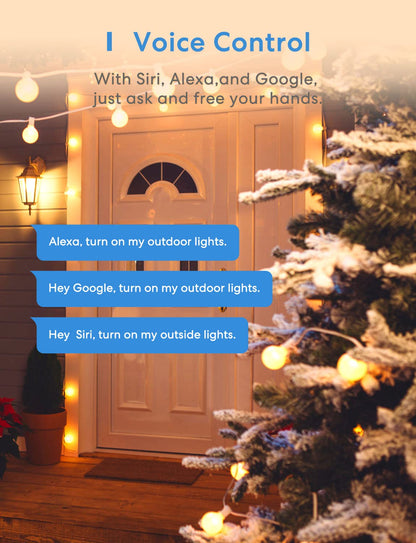 Outdoor Smart Plug, meross Outdoor Wi-Fi Outlet with 3 Independent Sockets Compatible with Apple Homekit, Alexa and SmartThings, Voice & Remote Control, Timer, 2.4 GHz only,Black