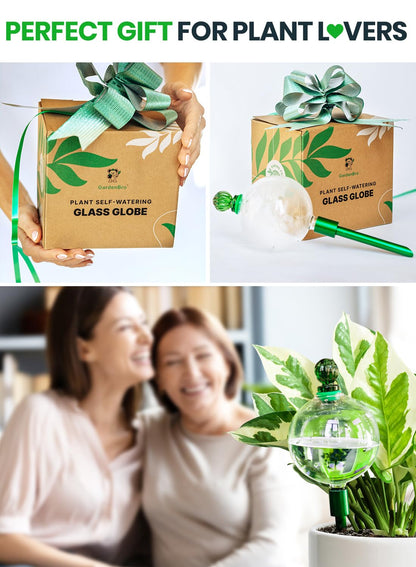 16 Oz Plant Watering Globes For Indoor Plants With Metal Self Watering Planter Insert - Premium XL Glass Hand-blown Globes - Automatic Indoor Planter Waterer, Gift Idea For Gardeners [1, Clear]