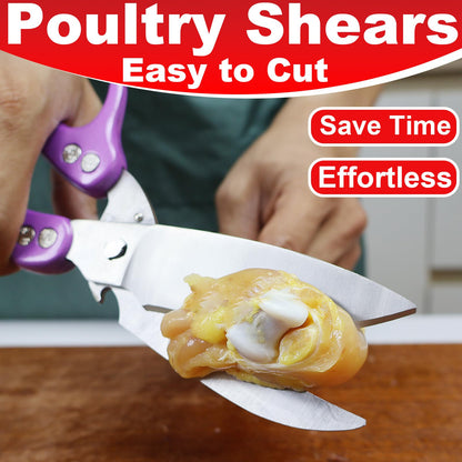Heavy Duty Poultry Shears,Kitchen Shears for food Heavy Duty,Kitchen Scissors All Purpose,Rigid,Chicken,Fish,Meat,Easily Separable for Thorough Cleaning,Dishwasher Safe（PURPLE）