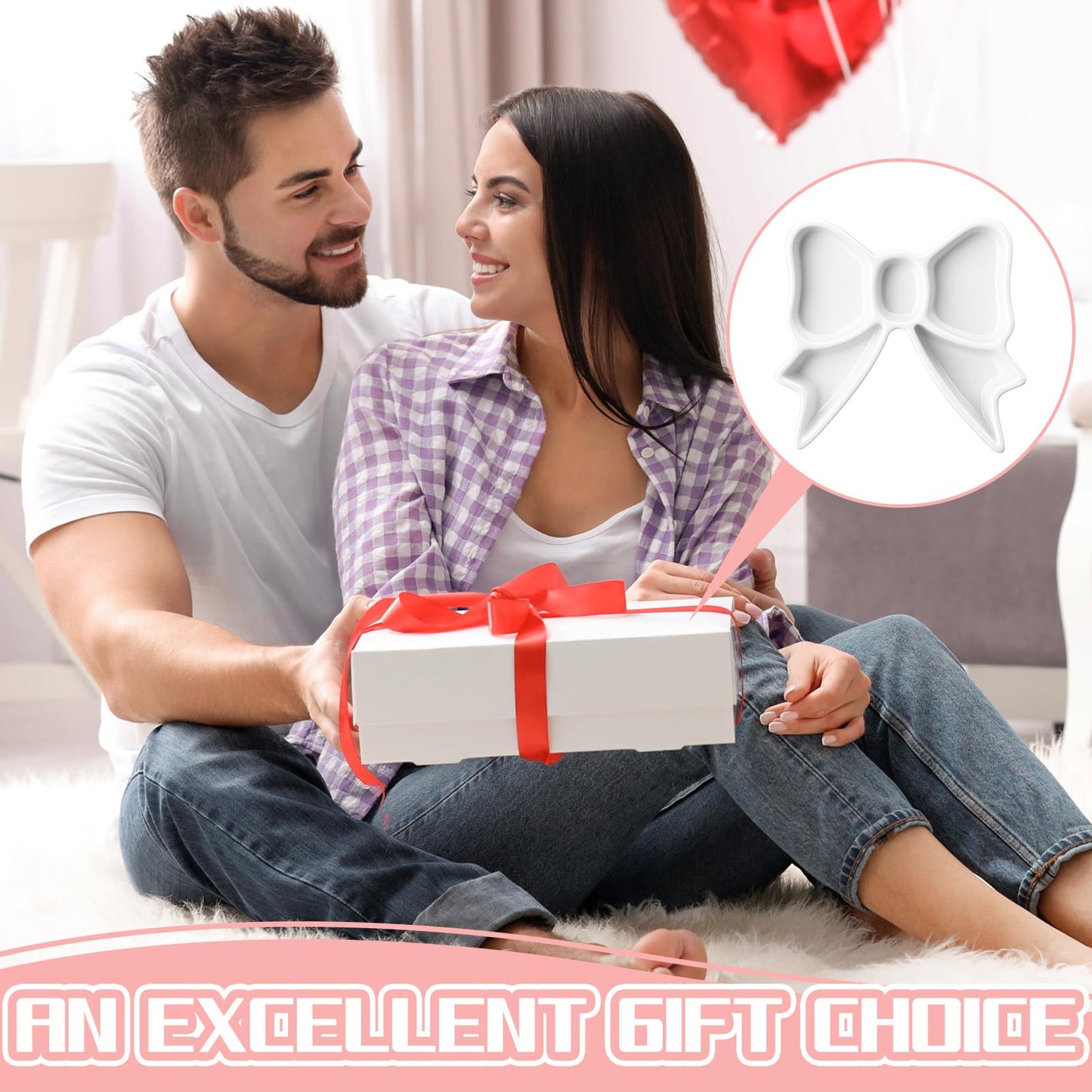 LemonRoad White Bow Jewelry Tray Coquette Ceramic Bow Tray Rings Necklace Bracelets Earrings Storage Dish Cosmetics Trinket Jewelry Key Bowl for Woman Girls Gifts Room Decor