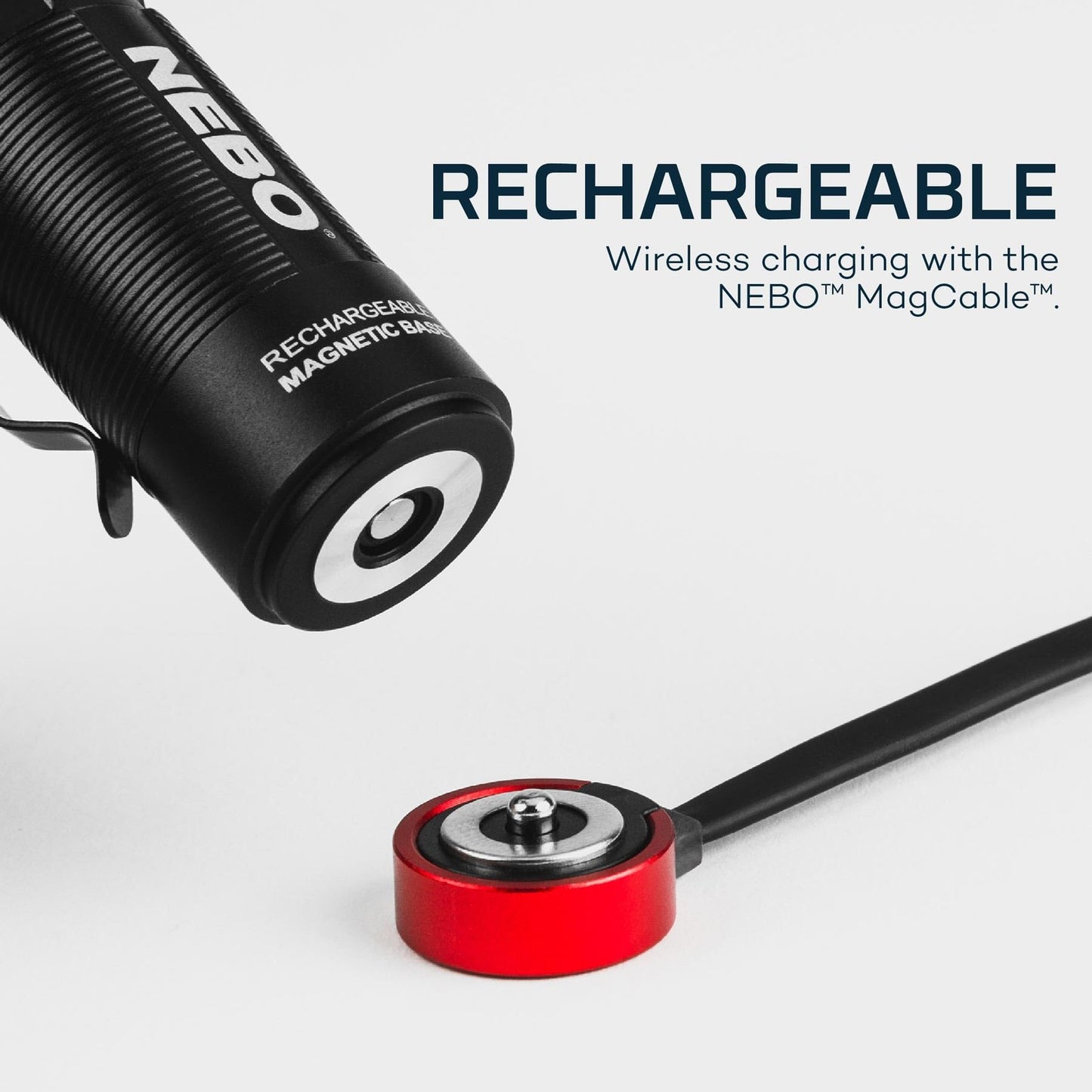 NEBO SWYVEL 1000 Lumen Rechargeable Flashlight | 5 Light Modes, Rotating Swivel Head, Pocket Size Work Light, Magnetic Base & Steel Clip, Water Resistant, Includes Wireless USB Charging Dock