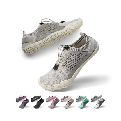 NORTIV 8 Womens Barefoot Water Sports Shoes - Outdoor Athletic Pool Swim Hiking Aqua Shoes, Beige/Light/Grey - 8 (Treklady-2)