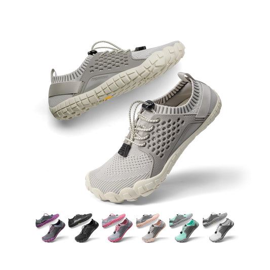 NORTIV 8 Womens Barefoot Water Sports Shoes - Outdoor Athletic Pool Swim Hiking Aqua Shoes, Beige/Light/Grey - 8 (Treklady-2)