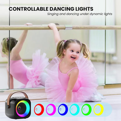 Mini Karaoke Machine, Portable Bluetooth Karaoke Speaker with 2 Wireless Microphones and Party Lights for Kids and Adults, Birthday Gifts for Girls Boys Family Home Party