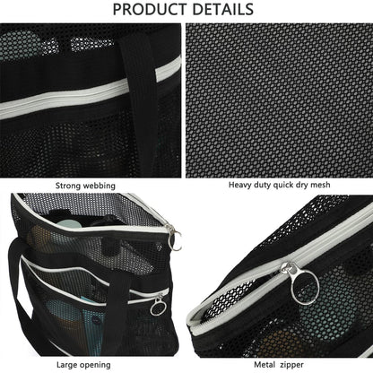 GYEUKHAM Mesh Shower Caddy Portable Shower Bag for Travel, Gym, Camping – Quick-Dry Hanging Toiletry Organizer with Zipper Pockets for Bathroom Essentials,Black