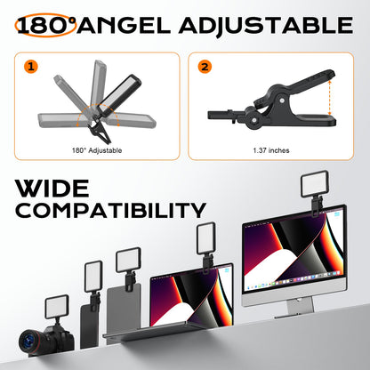 Rechargeable Soft Selfie Light for Phone, Camera, Laptop, 4-14H Battery Portable LED Light for Pictures, Phone Light Clip for Selfie, Vlog, TikTok, Makeup, Video Conference Black
