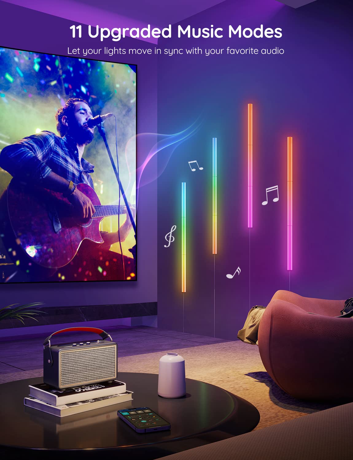 Govee Glide Wall Lights, RGBIC LED Light, Smart Gaming Light Works with Alexa and Google Assistant, RGB Light Bar, LED Wall Lights for Bedroom, 2 Panels Set (3 Sections/Panel)