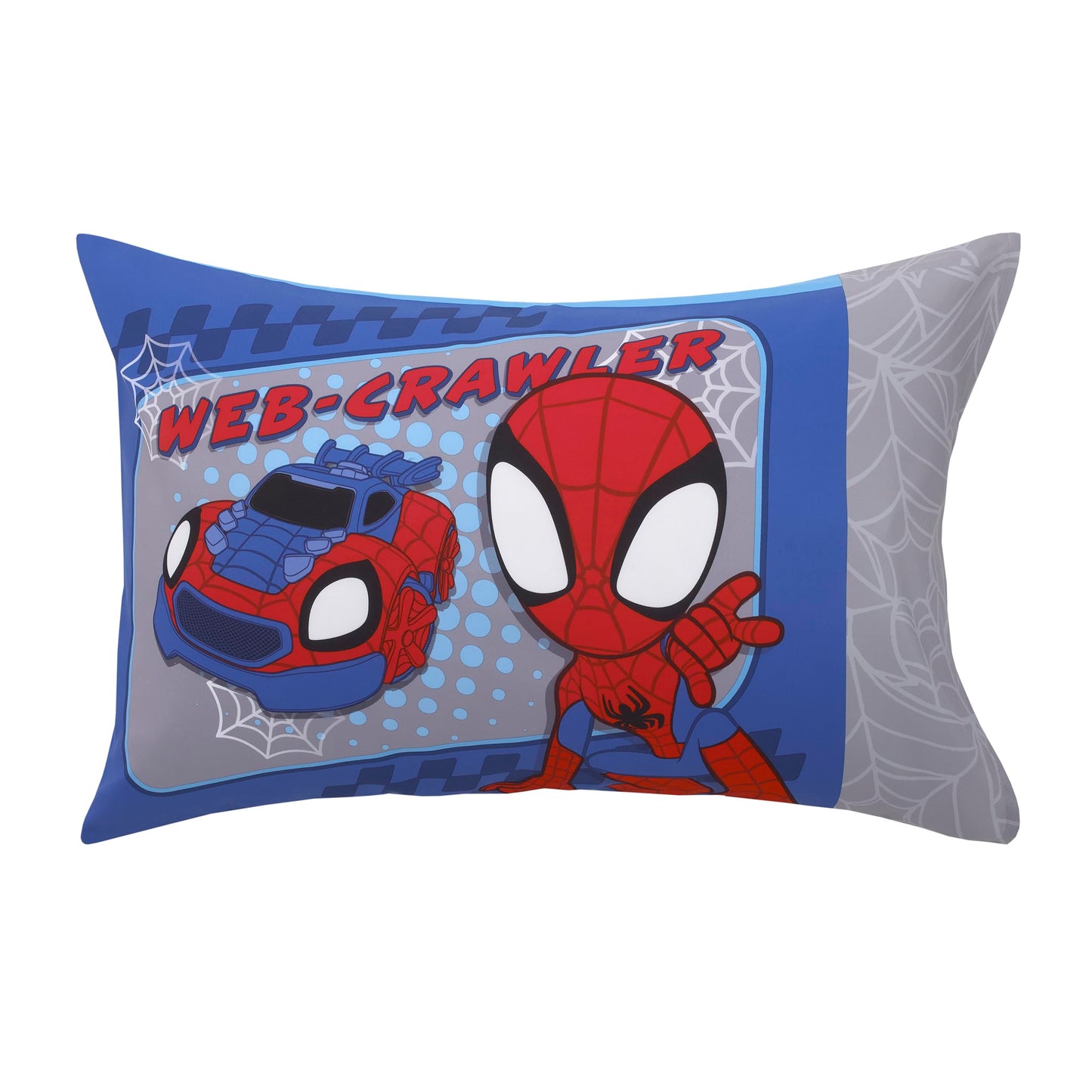 NoJo Marvel Spiderman Spidey and his Amazing Friends Spidey Time Red, Blue, and Grey 4 Piece Toddler Bed Set - Comforter, Fitted Bottom Sheet, Flat Top Sheet, and Reversible Pillowcase