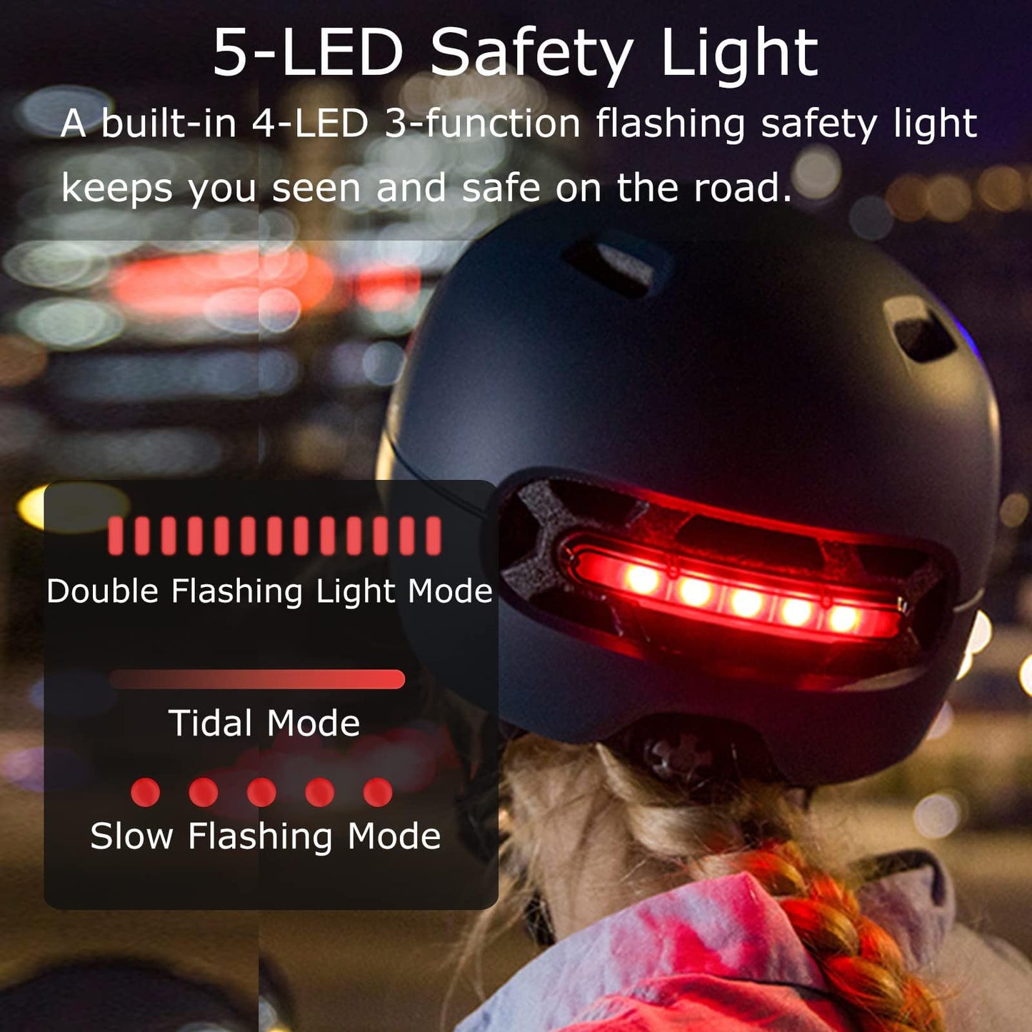 Smart4u SH50U Smart Bike Helmet with Light, Bicycle Helmet with Rear Light | Brake Warning Light | Fall Detection, CPSC Certified, Bike Helmet for Adults Men Women, Bicycle Helmet for Urban Commuter