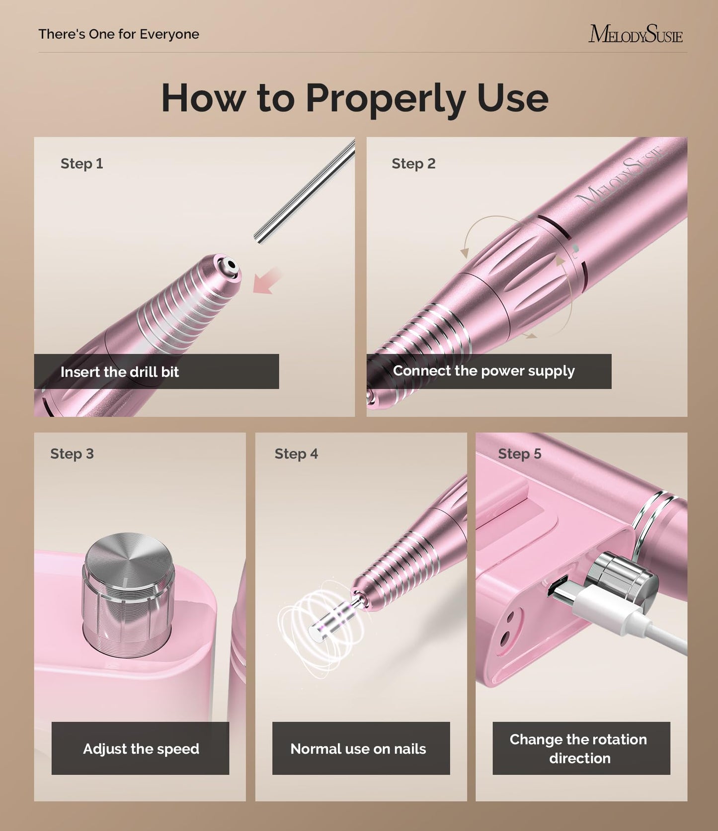 MelodySusie Professional Rechargeable Nail Drill 30000 RPM, Electric Nail File for Shaping, Removing & Polishing Gel Nails, Lightweight & Easy to Use, Ideal for Home & Salon Manicure Pedicure, SC300F