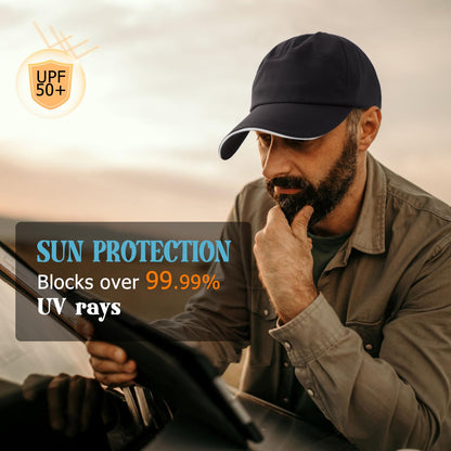 Lvaiz Mens Waterproof Golf Baseball Cap Windproof Unstructured UPF50+ Outdoor Caps for Women Sport Adjustable Tennis Hat Black