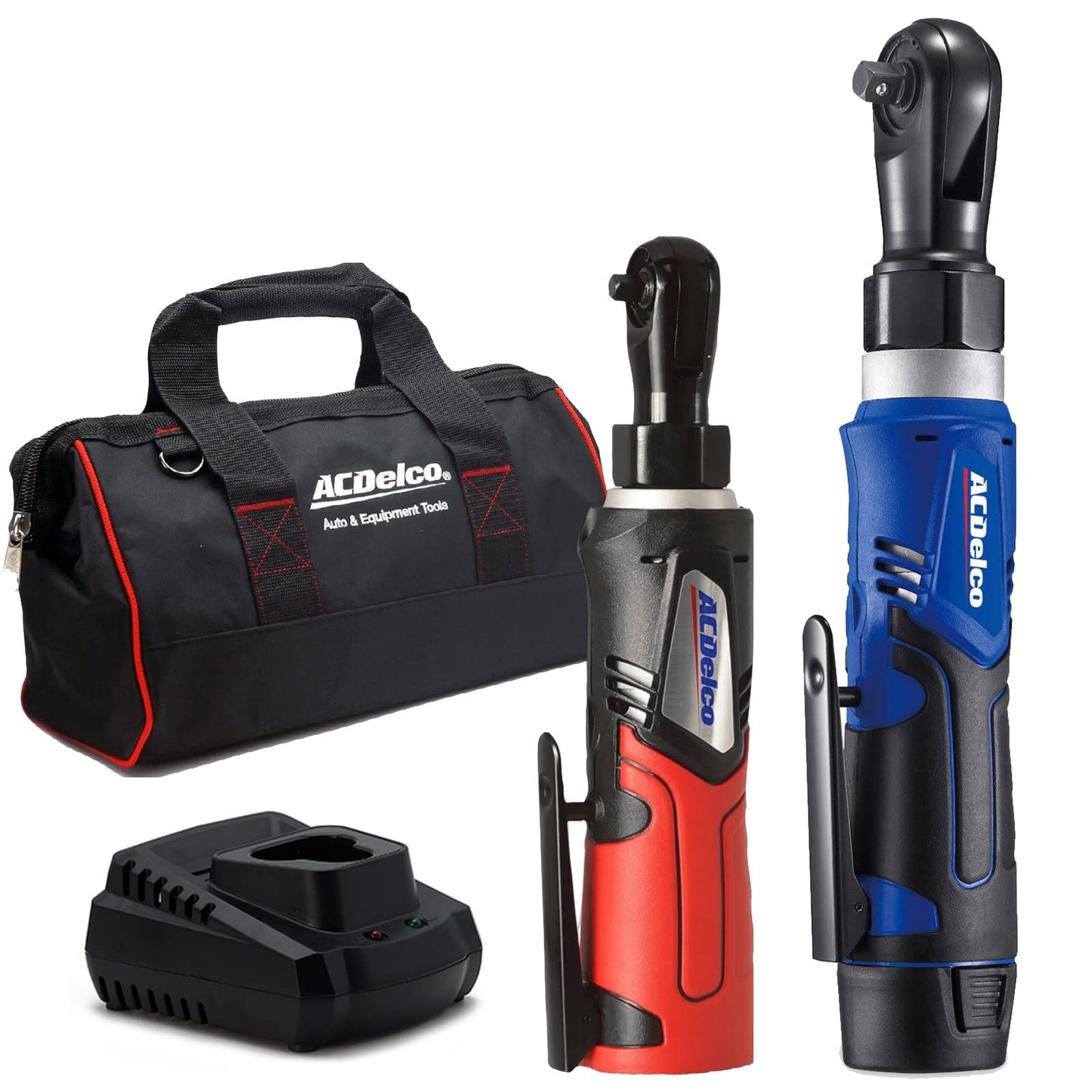 ACDelco ARW1209-K9 G12 Series 12V Lithium-Ion Battery And Charger Cordless 1/4” & 3/8” Ratchet Wrench Combo Tool Kit with Canvas Bag