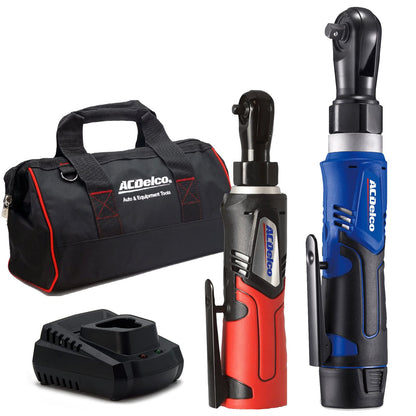 ACDelco ARW1209-K9 G12 Series 12V Lithium-Ion Battery And Charger Cordless 1/4” & 3/8” Ratchet Wrench Combo Tool Kit with Canvas Bag