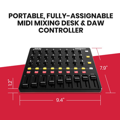 AKAI Professional MIDImix - USB MIDI Controller Mixer with Assignable Faders & Master Fader, 24 Knobs and 16 Buttons, 1 to 1 Mapping With Ableton Live