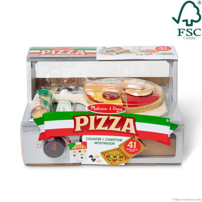 Melissa & Doug Top & Bake Wooden Pizza Counter Play Set (41 Pcs) - FSC Certified