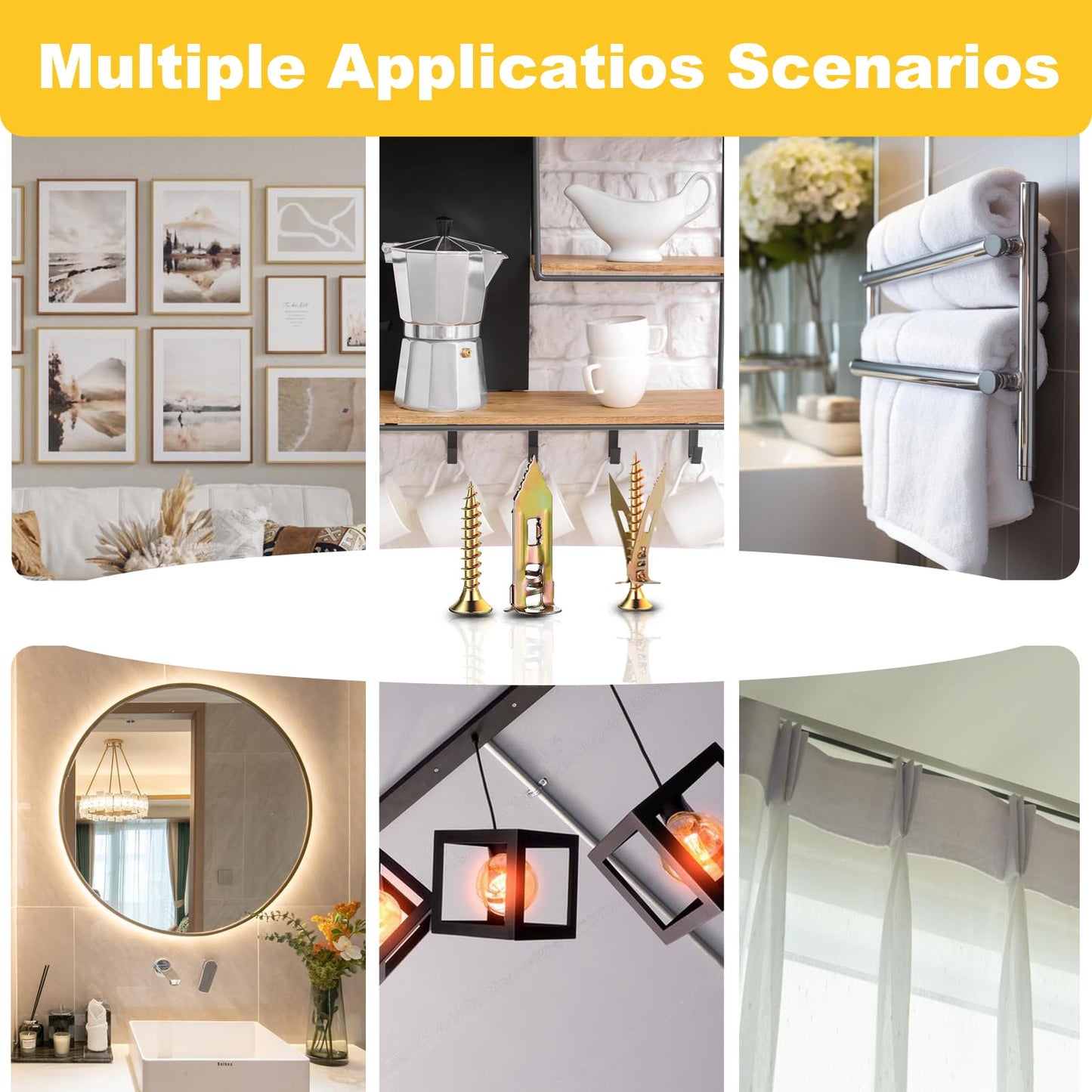 Jyphorixal 160 PCS Drywall Self Drilling Anchors with Screws Kit,80 PCS Sheetrock Anchors (0.47X1.18inch) and 80 PCS Screws, Eliminating The Need for Drilling or Punching Holes in The Wall.