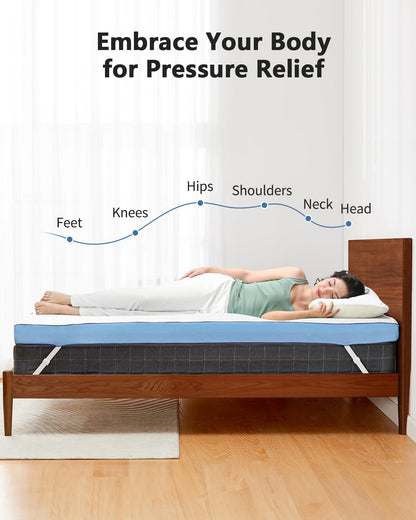 PERLECARE 3 Inch Firm Mattress Topper Twin Size, Cooling Gel-Infused & Bamboo Charcoal Memory Foam Bed Topper for Pain Relief, High-Density Mattress Pad with Removable Cover, CertiPUR-US Certified